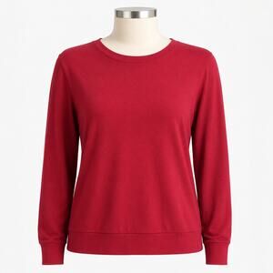 Soma Red Long Sleeve Knit Pullover Top Women’s Size L Rayon Spandex Crew Neck